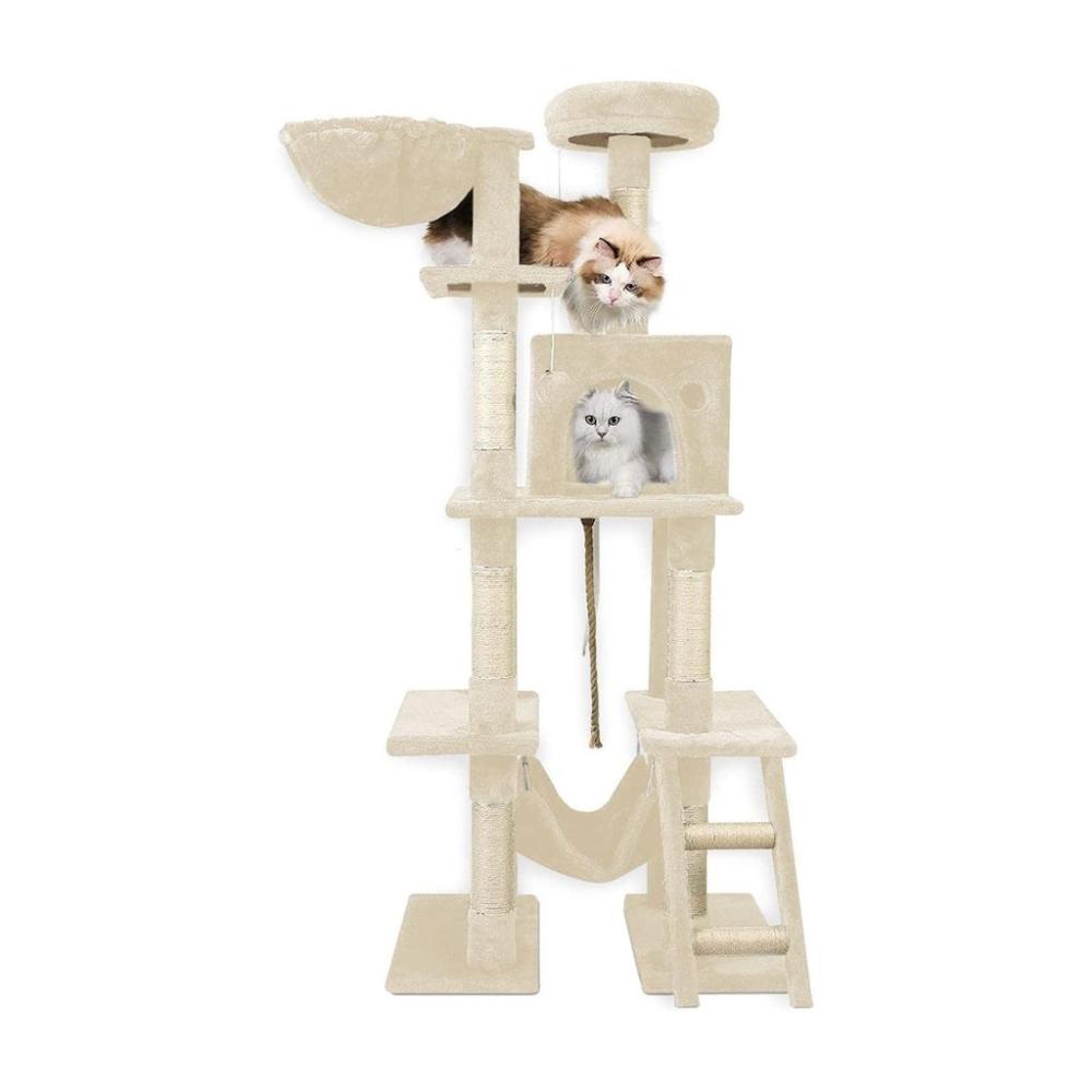 Plush Cat Condo Cat Tree Beige - 155cms