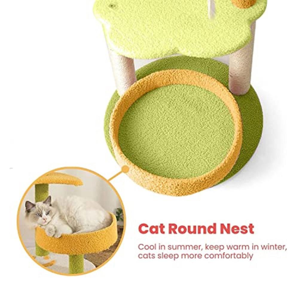 Galaxy Plush Cat Condo Cat Tree Yellow Green - 101cms