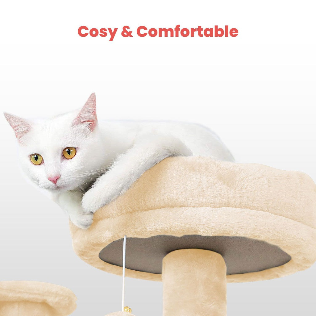 Plush Cat Condo Cat Tree Beige - 150cms