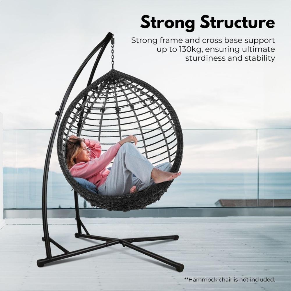 Hammock Chair Stand for Hanging Air Porch Swing Chair (Black)