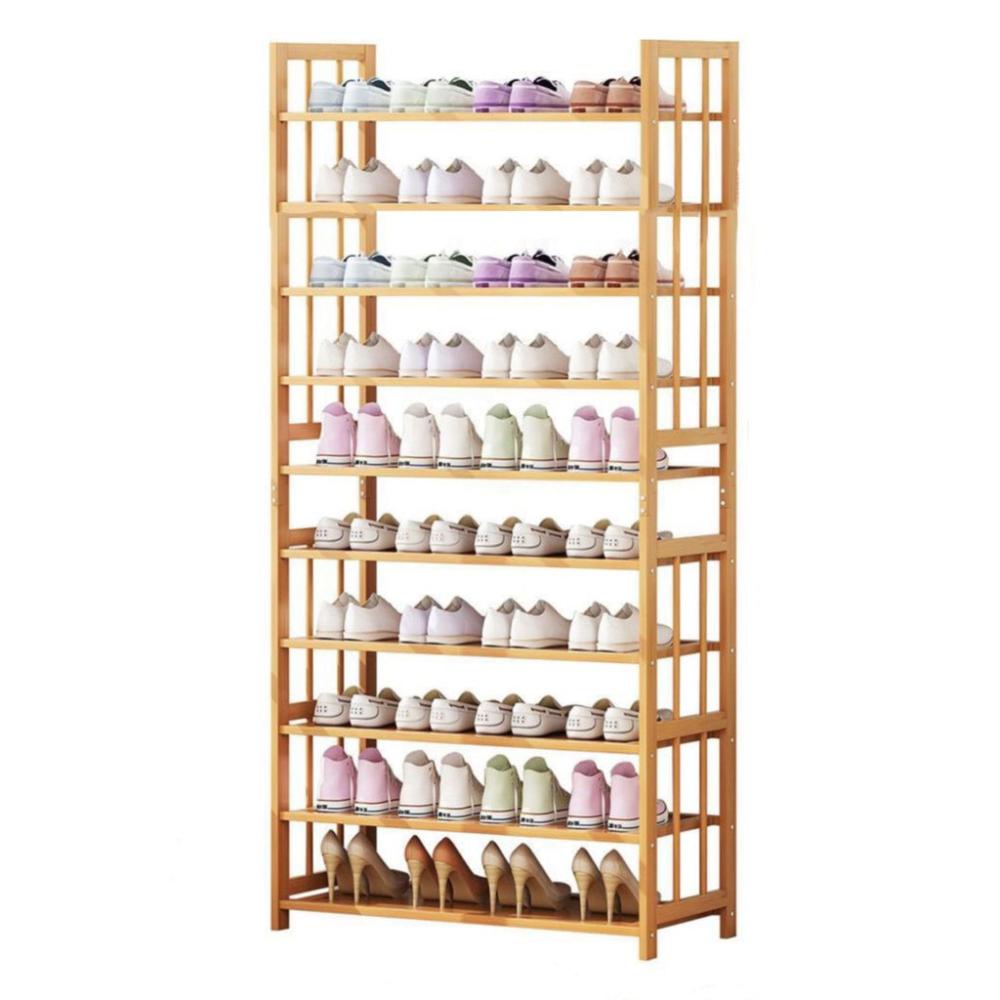 10-Tiers Eco-Friendly Bamboo Shoe Rack