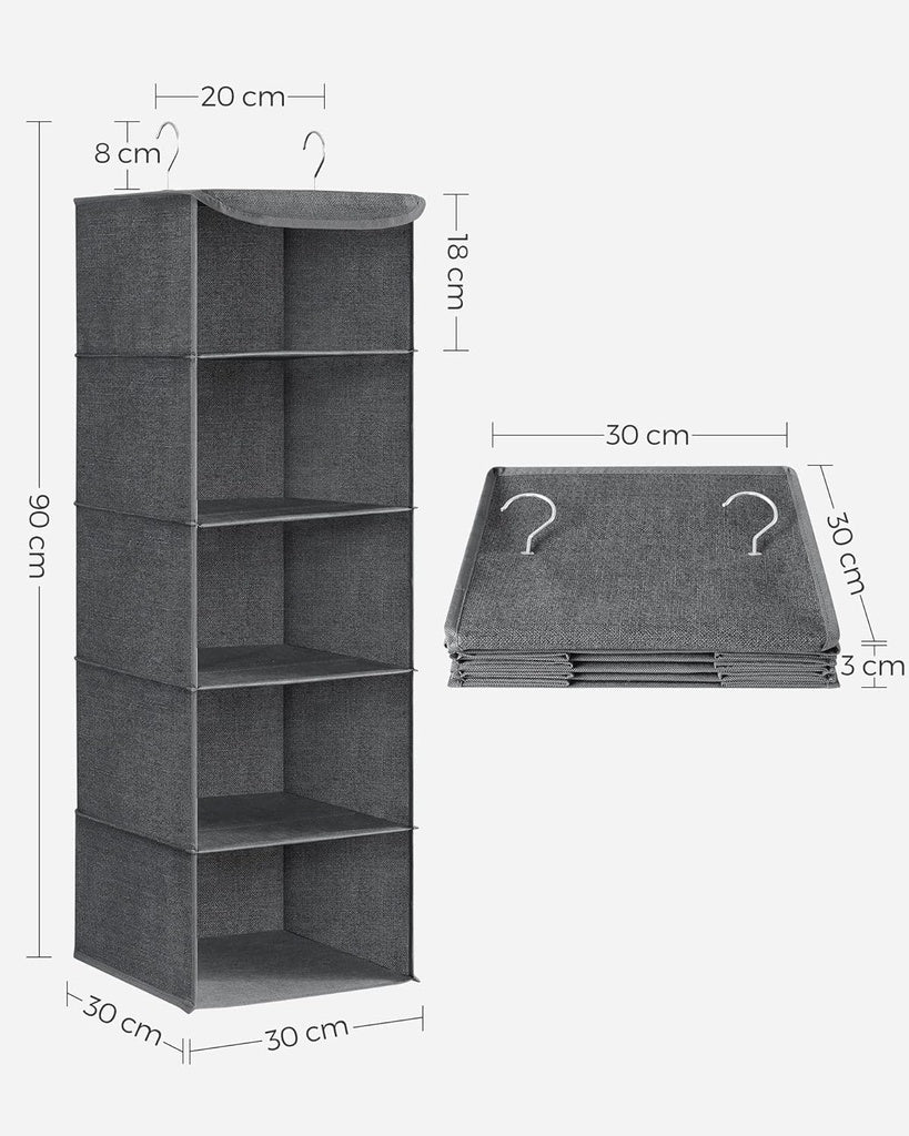 Hanging Wardrobe Storage Organiser - Grey