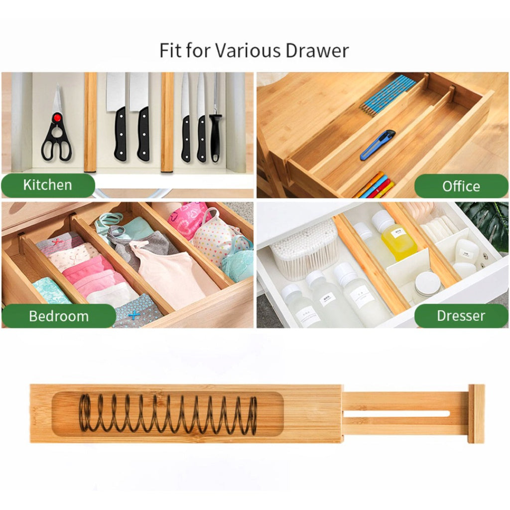 Bamboo Drawer Dividers 44-55cm -Set of 6