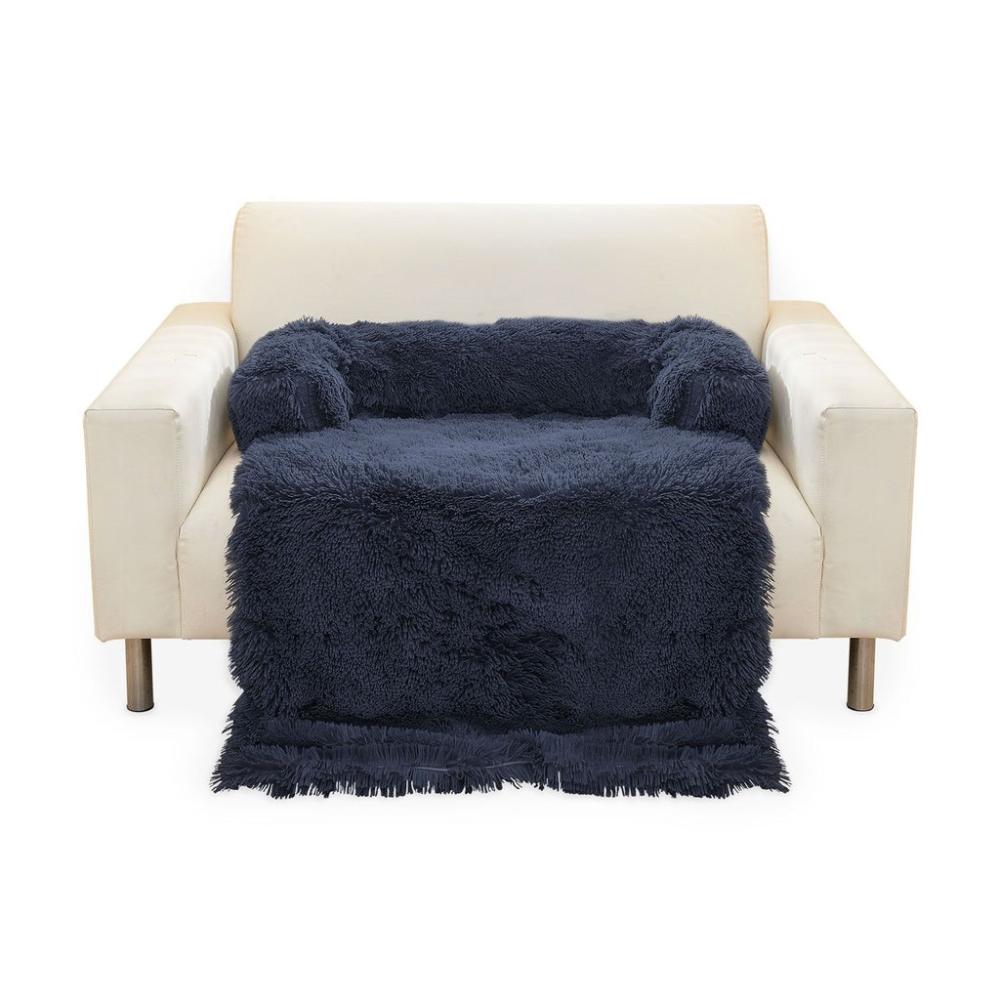 Pet Sofa Cover Soft with Bolster XL Size (Dark Blue)