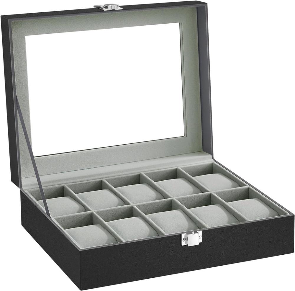 Watch Box for 10 Watches with Glass Lid