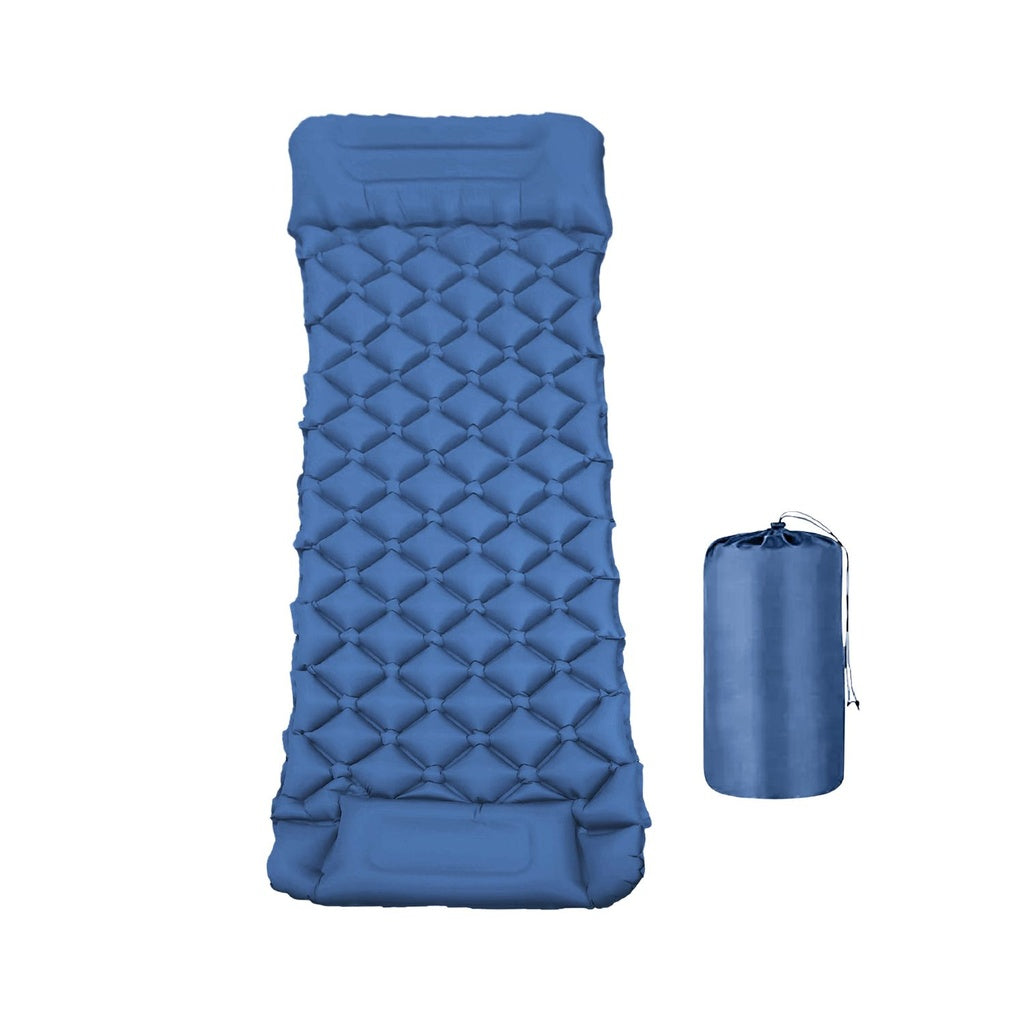 Inflatable Camping Sleeping Pad with Pillow (Navy Blue)