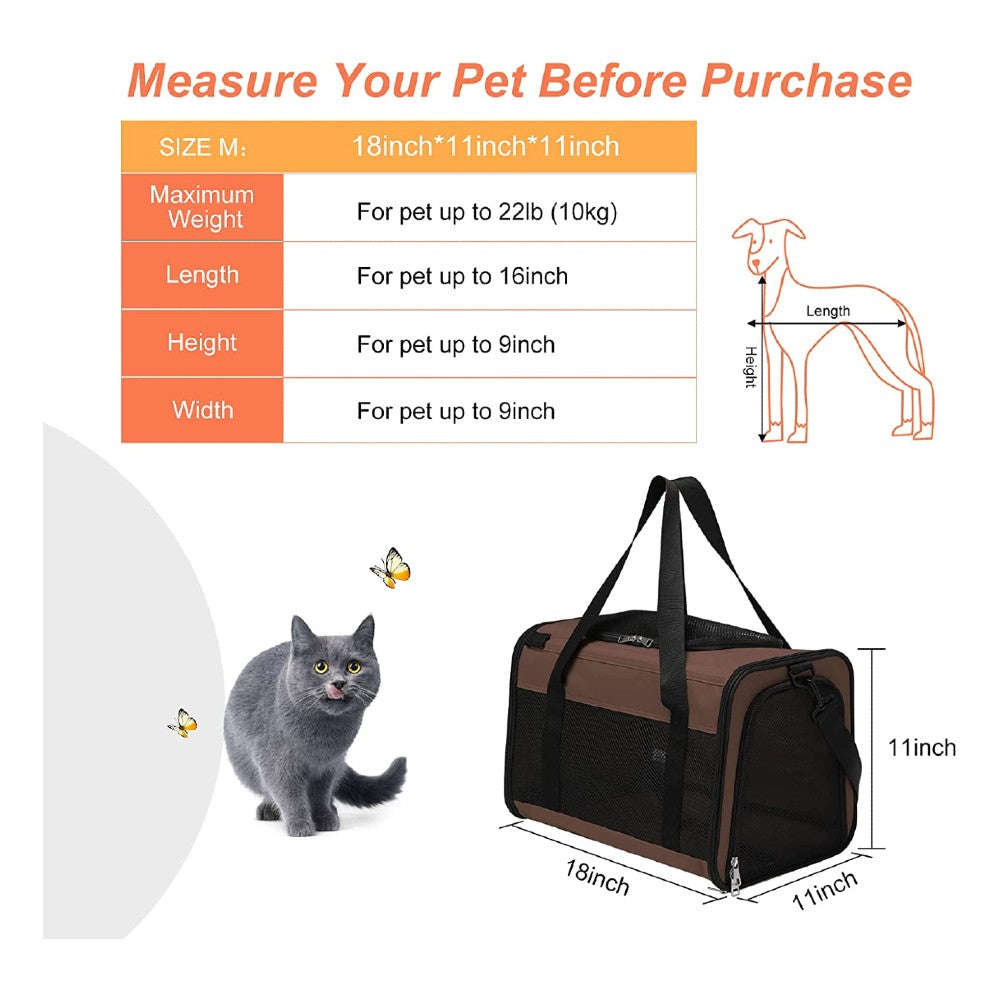 Adjustable Portable Pet Carrier-M Size (Brown)