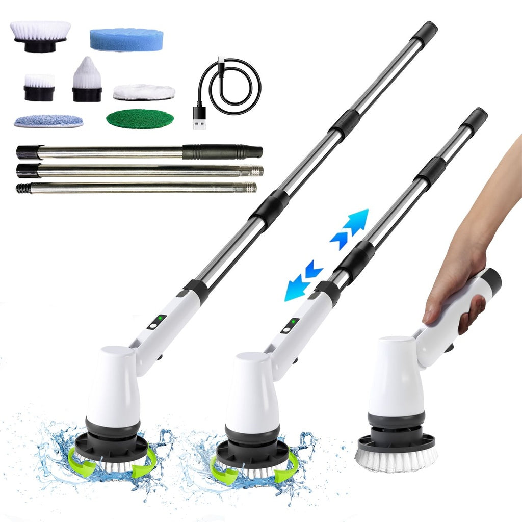 Cordless Electric Spin Scrubber with 7 Replaceable Brush Heads