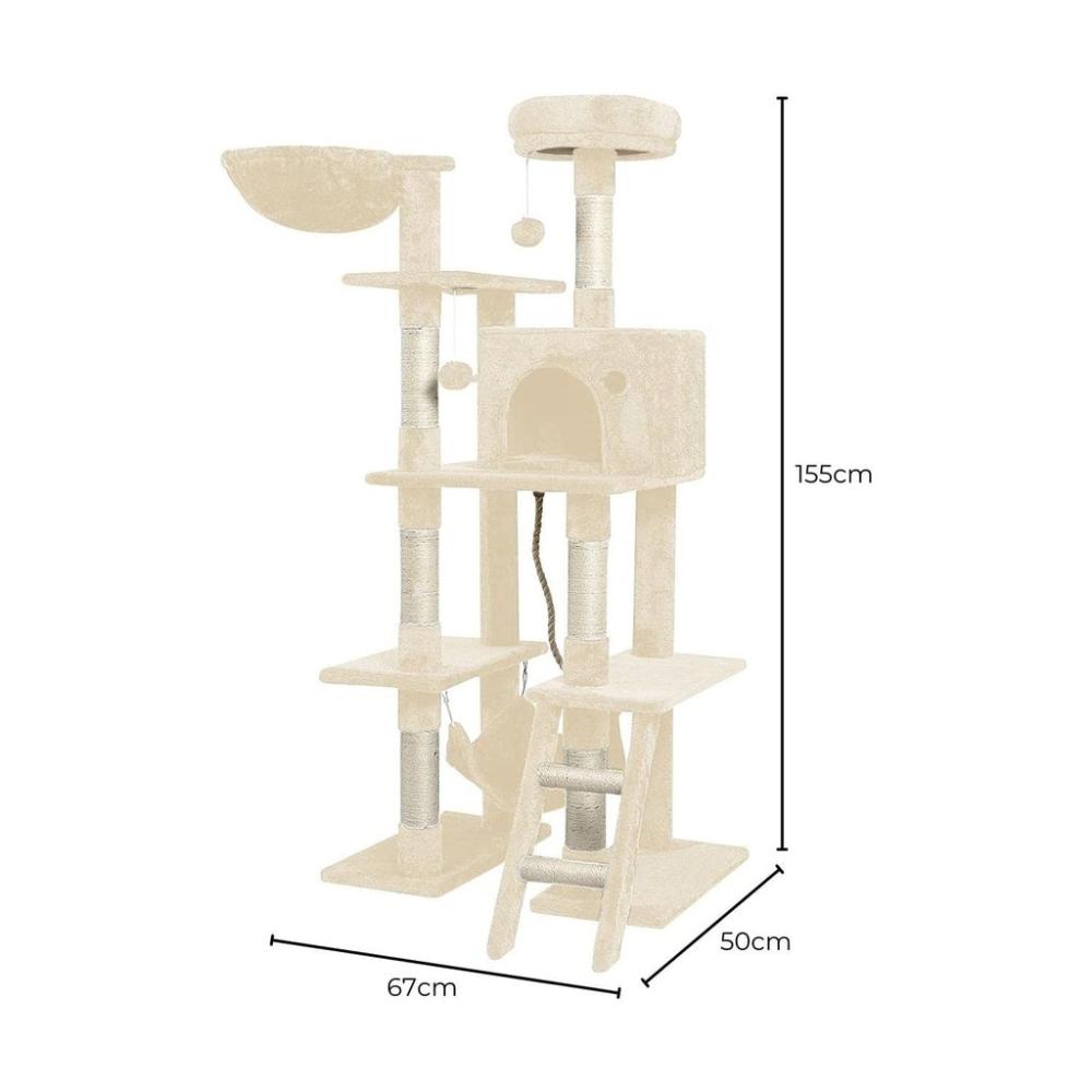 Plush Cat Condo Cat Tree Beige - 155cms