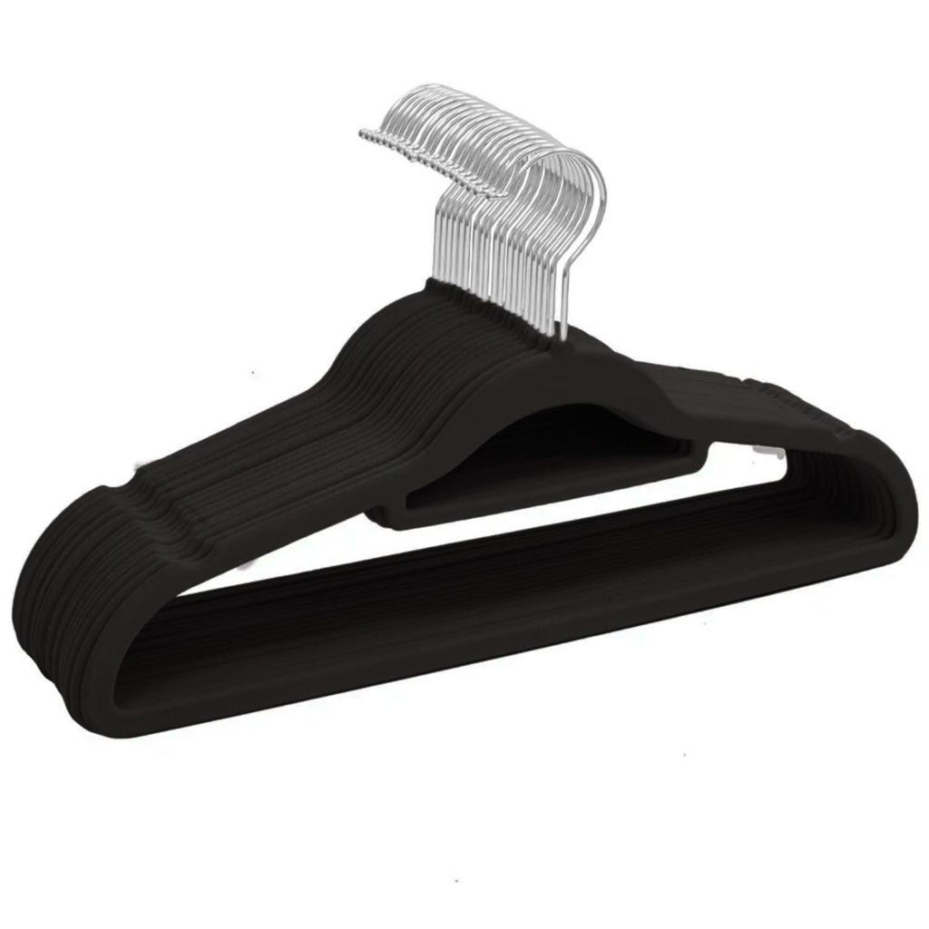 Non-Slip Velvet Suit Hangers (Black) - Pack of 30