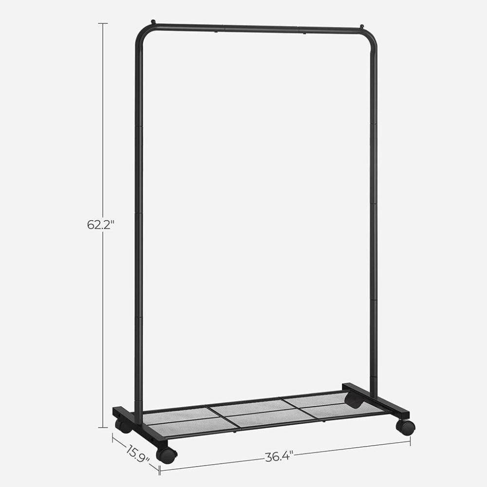 Clothes Rack with Wheels Sturdy Steel Frame - Black