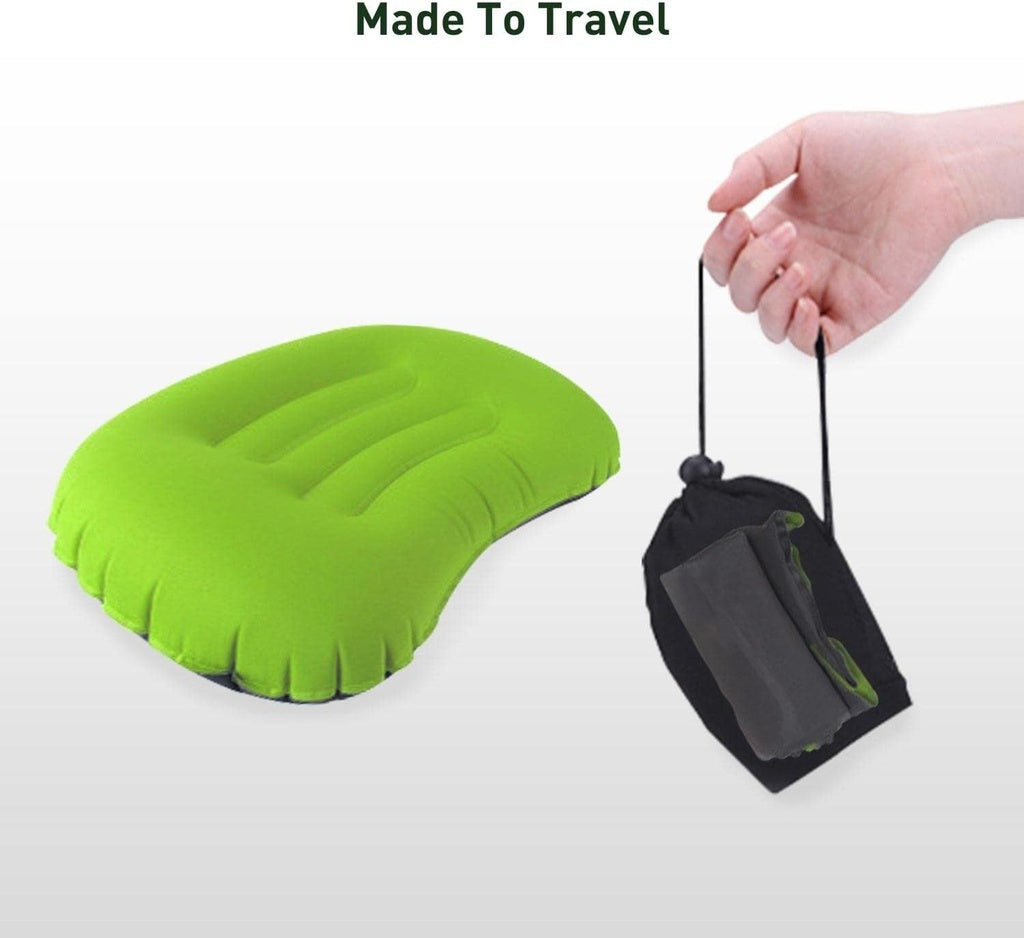 Inflatable Camping Travel Pillow - Green