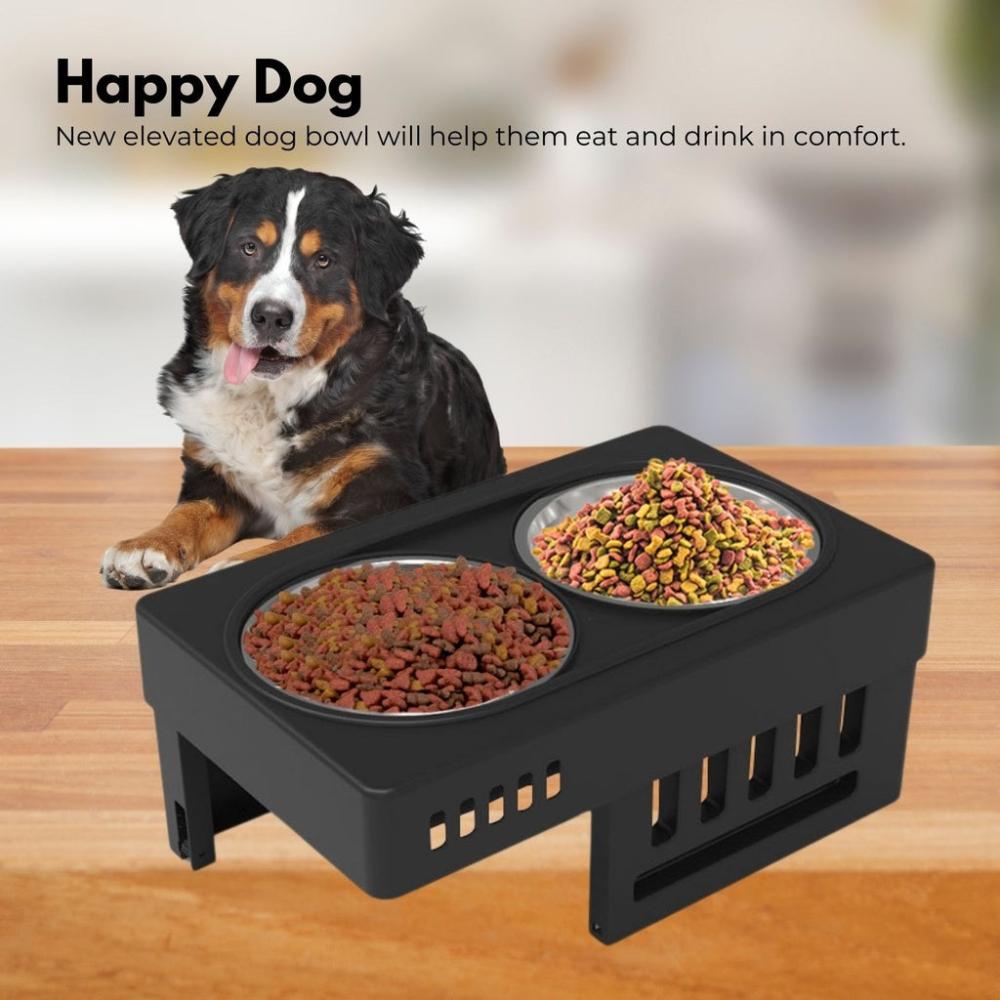 Elevated Pet Feeder Food Water Double Bowl