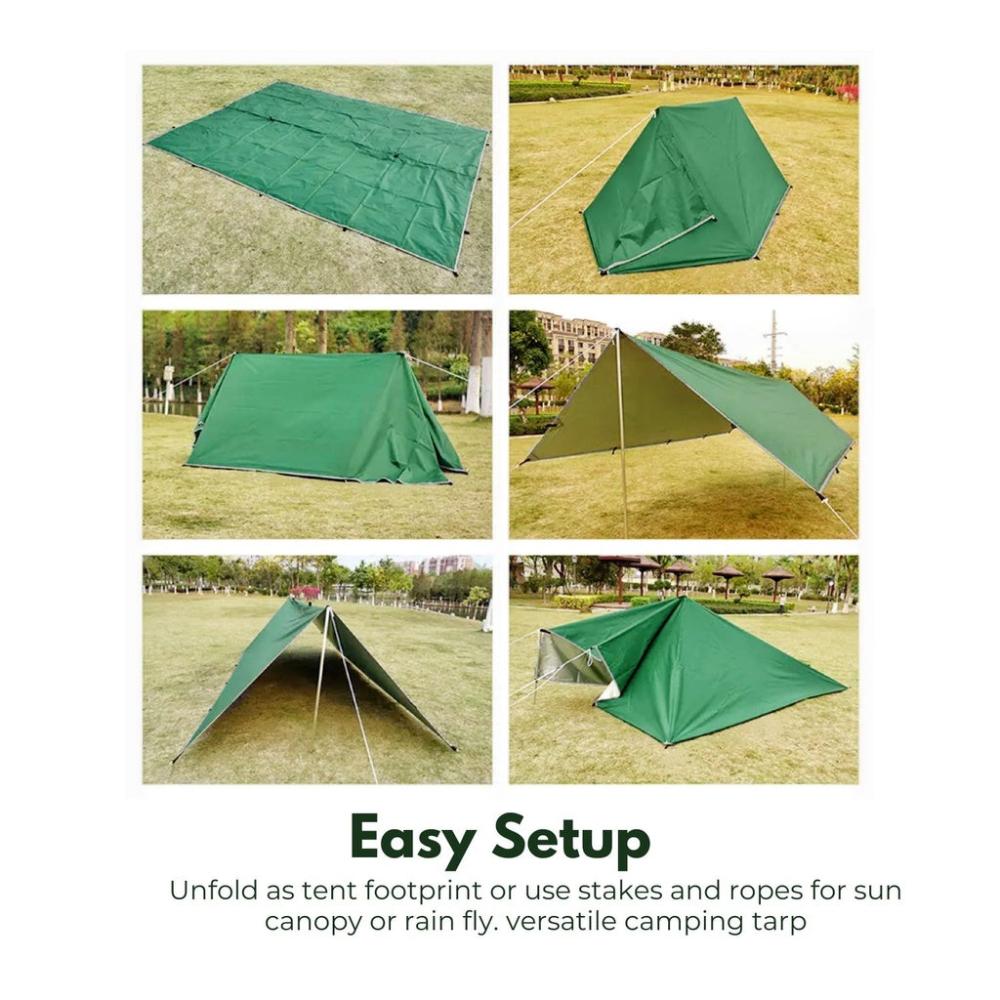 3X4m Large Waterproof Camping Tarp Tent (Forest Green)