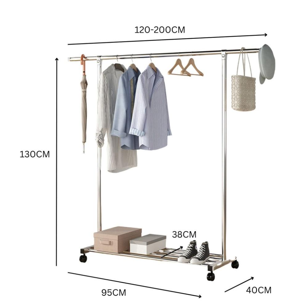 Stainless Steel One Rail Clothes Rack