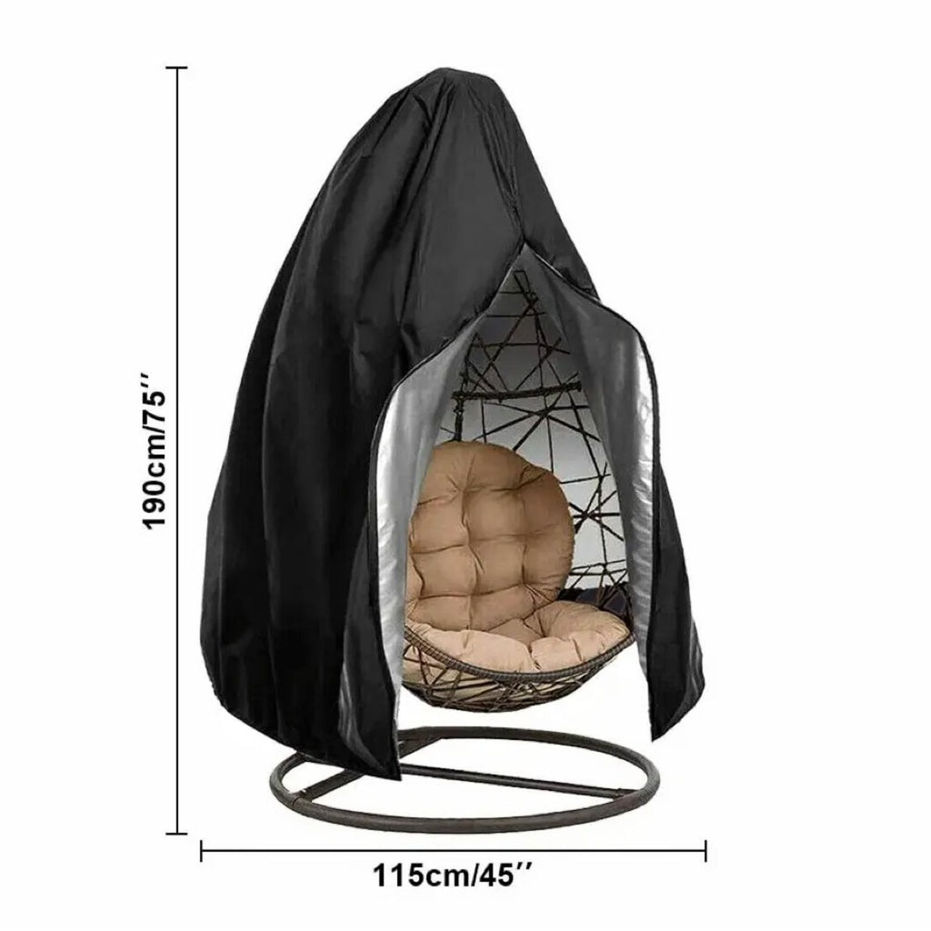 Patio Hanging Chair Cover with Zipper - Black