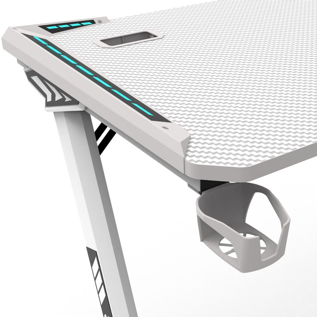 RGB Gaming Desk Z Shape White - 140cms