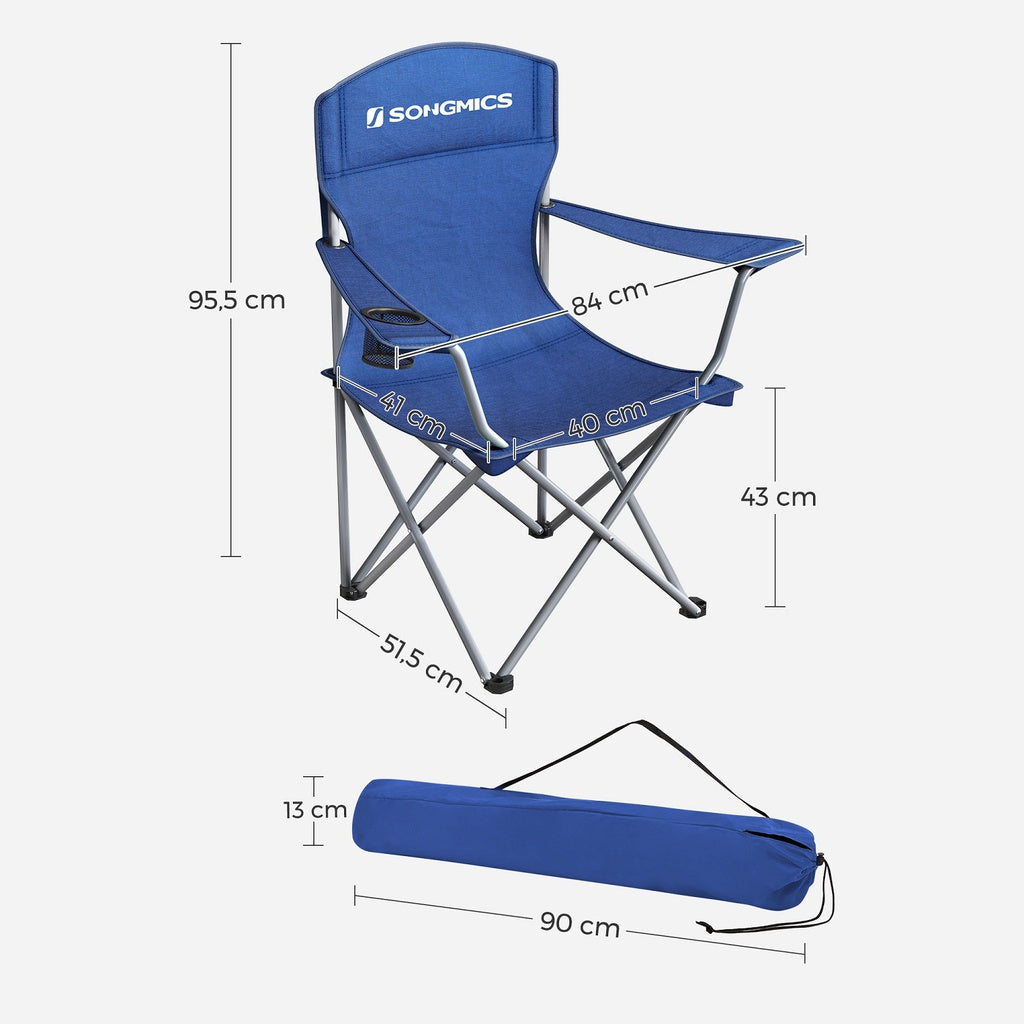 Set of 2 Folding Camping Outdoor Chairs - Blue