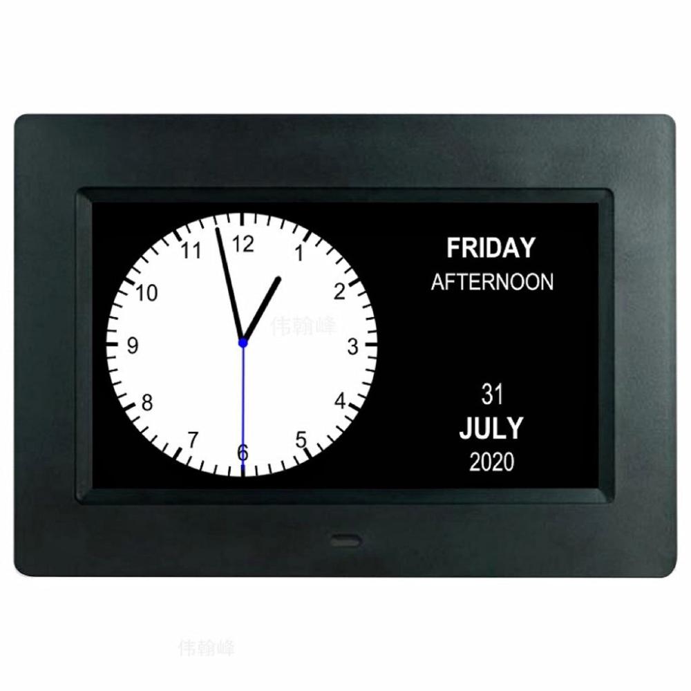 Calendar Dementia Digital Alarm Clock with Large LCD Screen (Black)