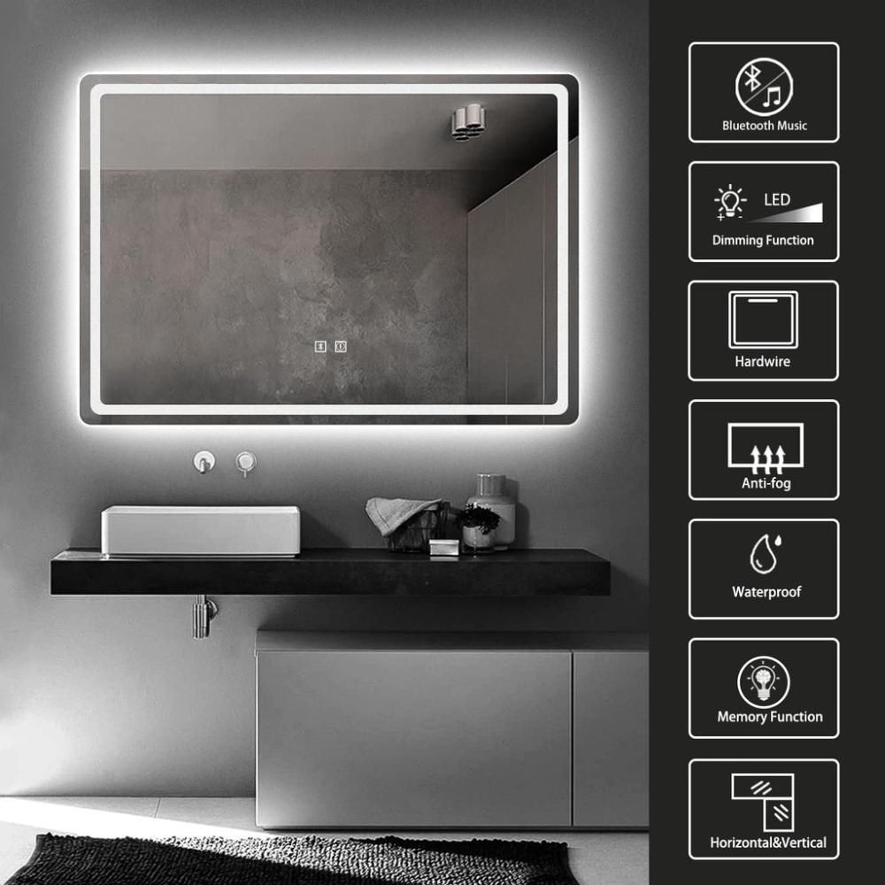 LED Mirror with Bluetooth Speaker 1000mm - Rectangle