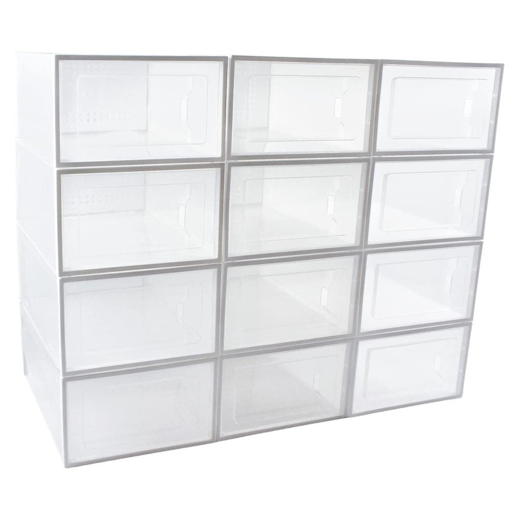 12PCS Medium Size Plastic Shoe Box (White)