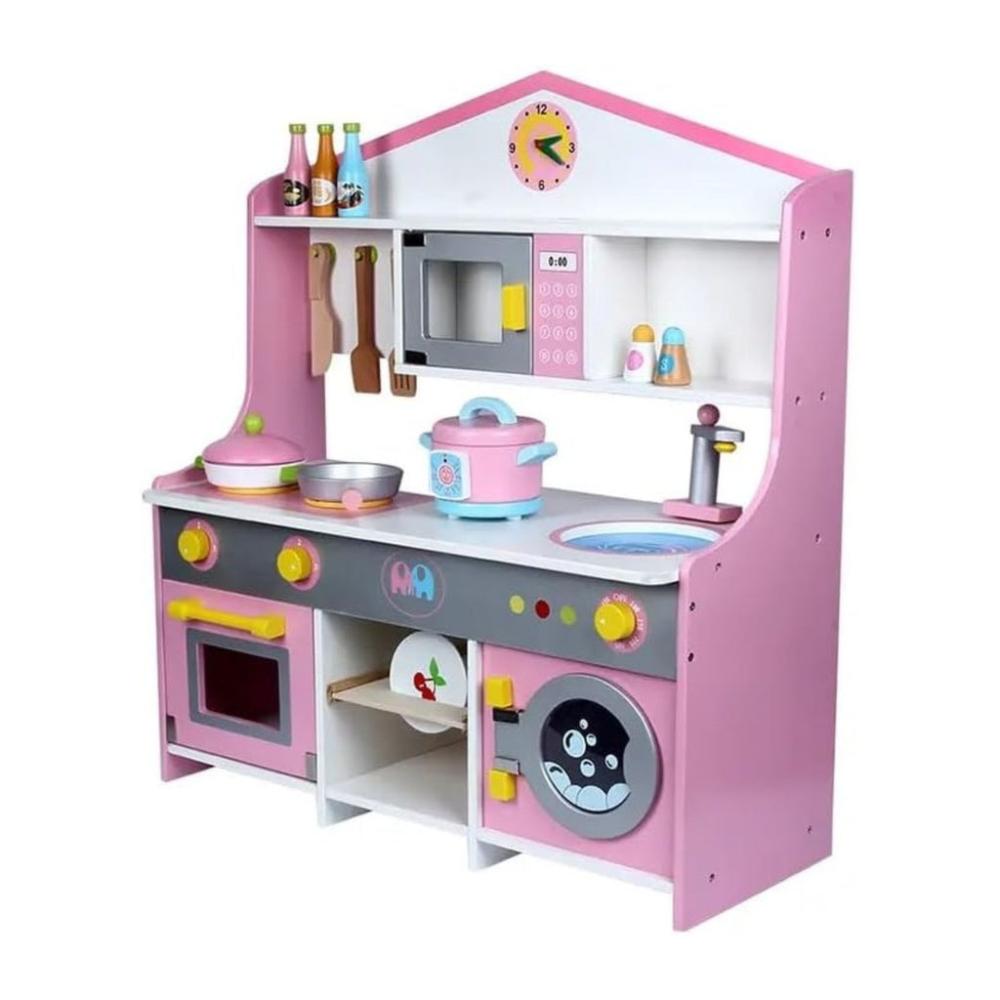 Wooden Kitchen Playset for Kids (Japanese Style Kitchen Set - Violet)