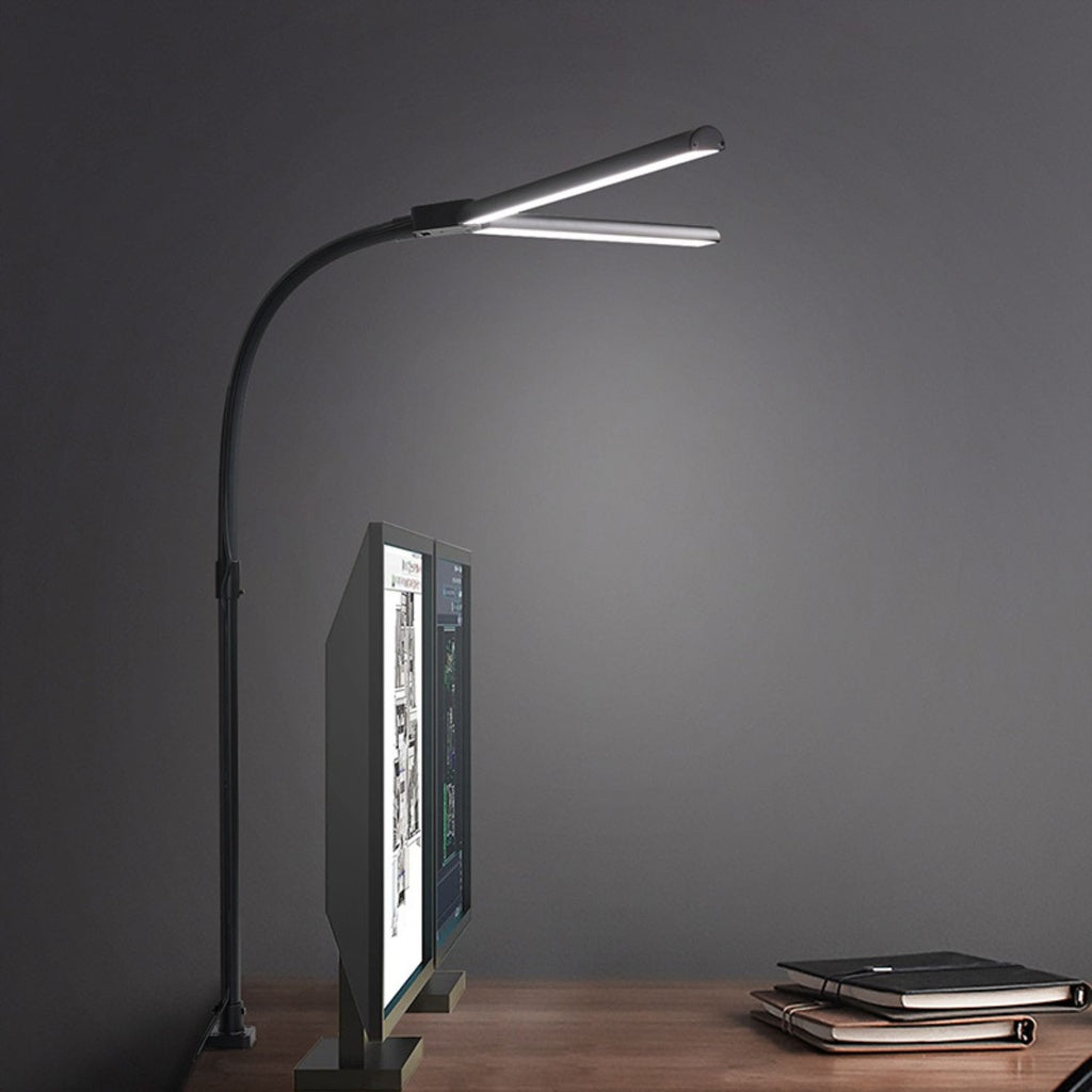 24W Double Head LED Desk Lamp with 5 Color Modes (Black)