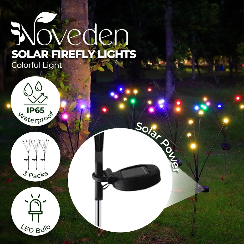 3 Pieces Solar Powered Firefly Lights (Color Light)