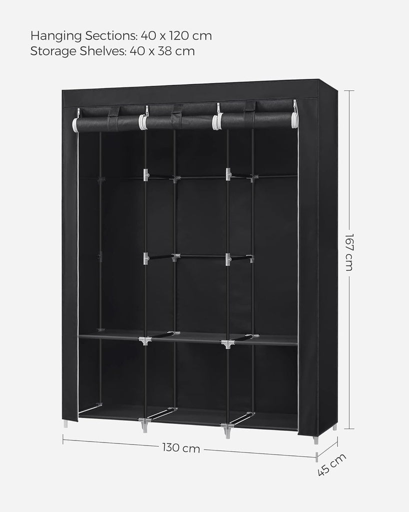 Clothes Wardrobe Portable Closet with Cover - Black