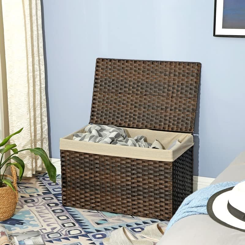 Metal Frame Storage Basket with Lid 160L - Brown