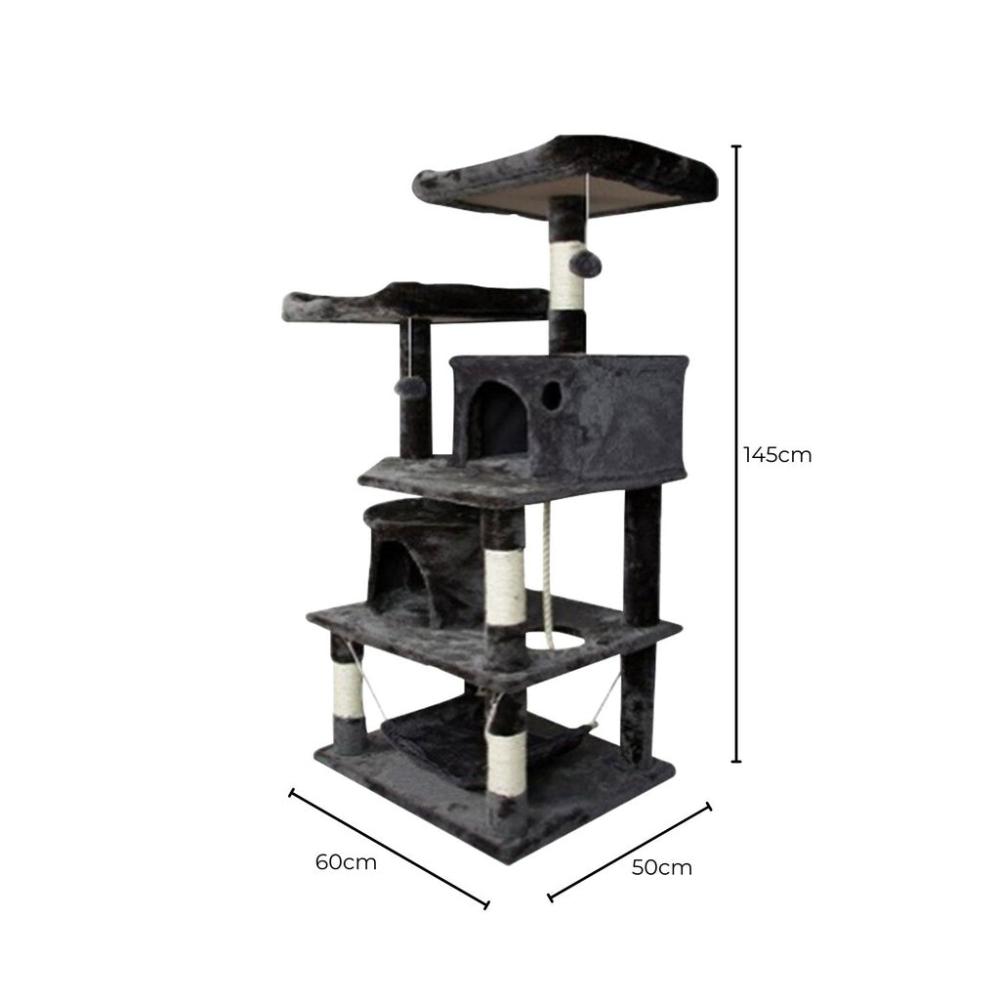 Plush Cat Condo Cat Tree Dark Grey - 145cms