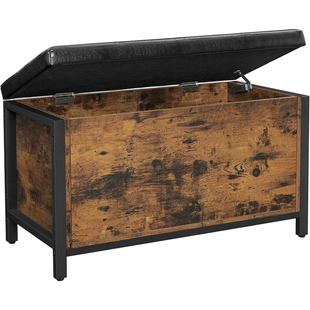 Entryway Storage Bench - Rustic Brown and Black