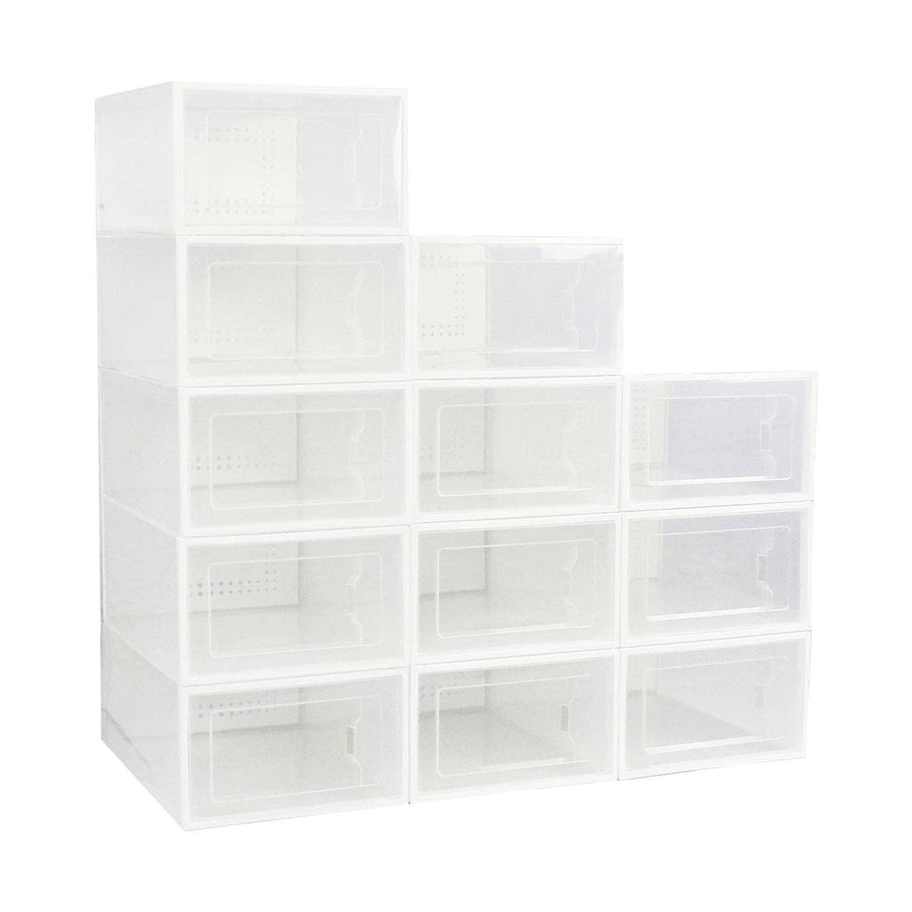 12PCS Medium Size Plastic Shoe Box (White)