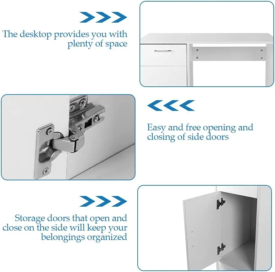 Office Computer Desk with 1 Drawer (White)