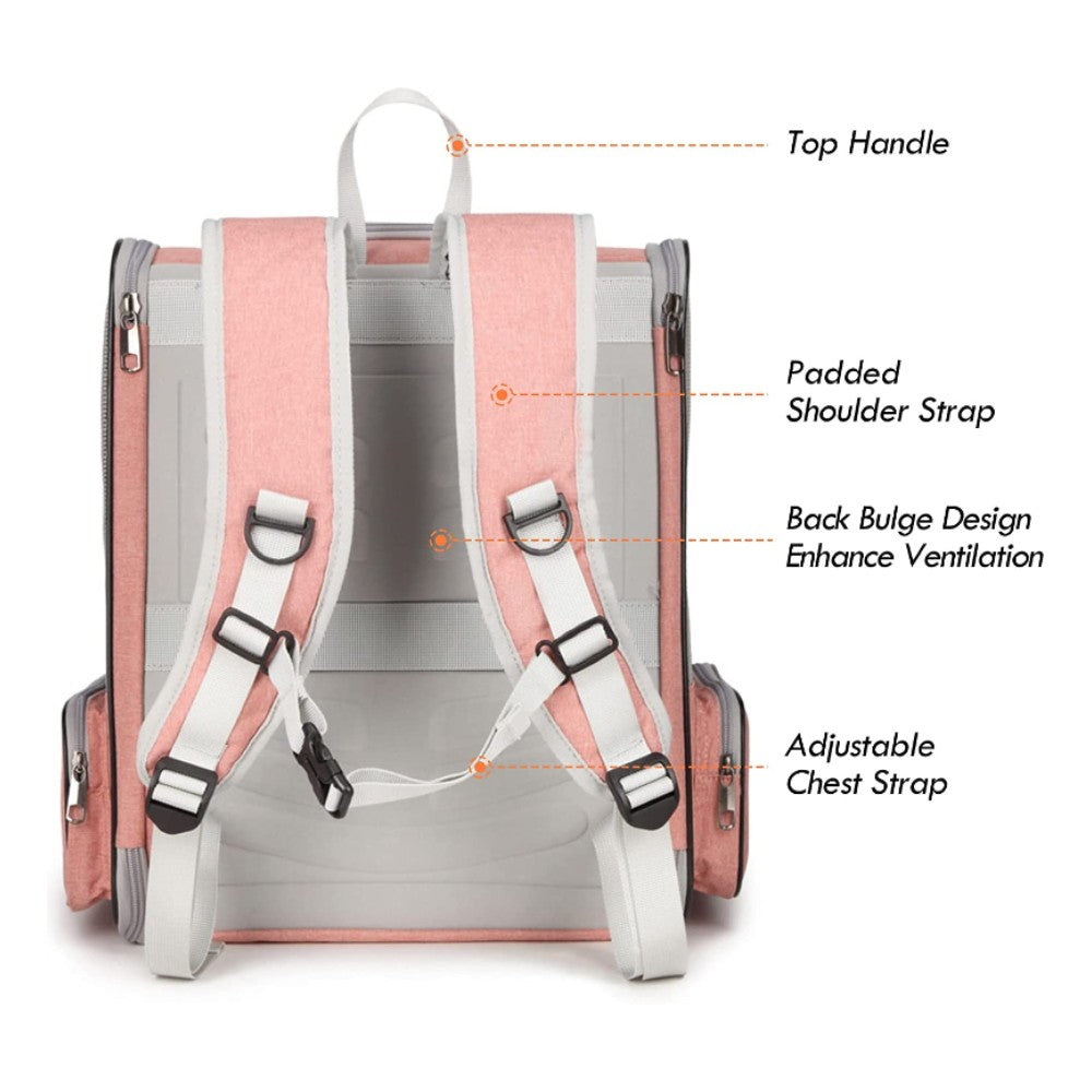 Comfortable Travel Pet Backpack - (Pink)