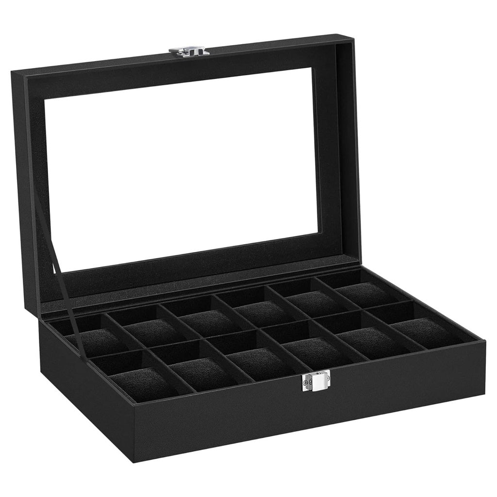 12-Slot Watch Box with Large Glass Lid