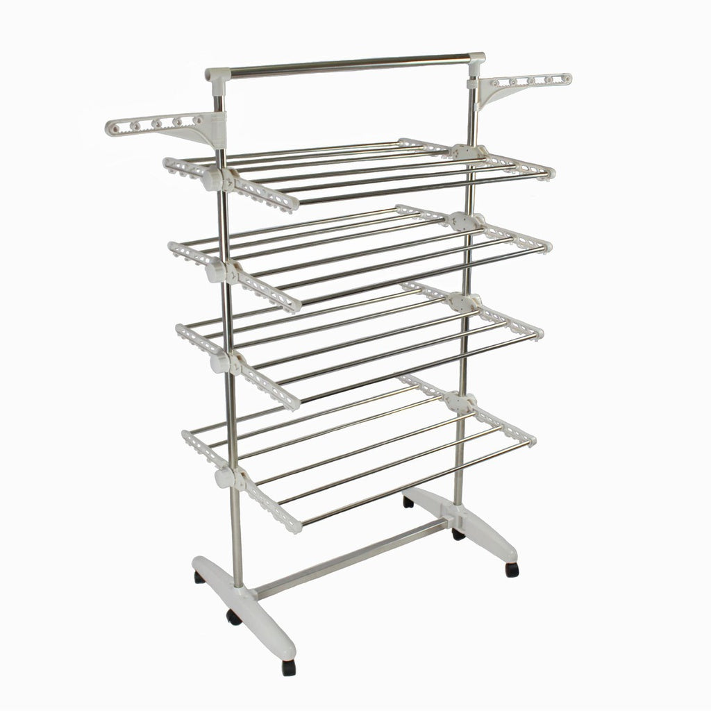 Adjustable and Foldable Laundry Drying 4 Tier Rack - White