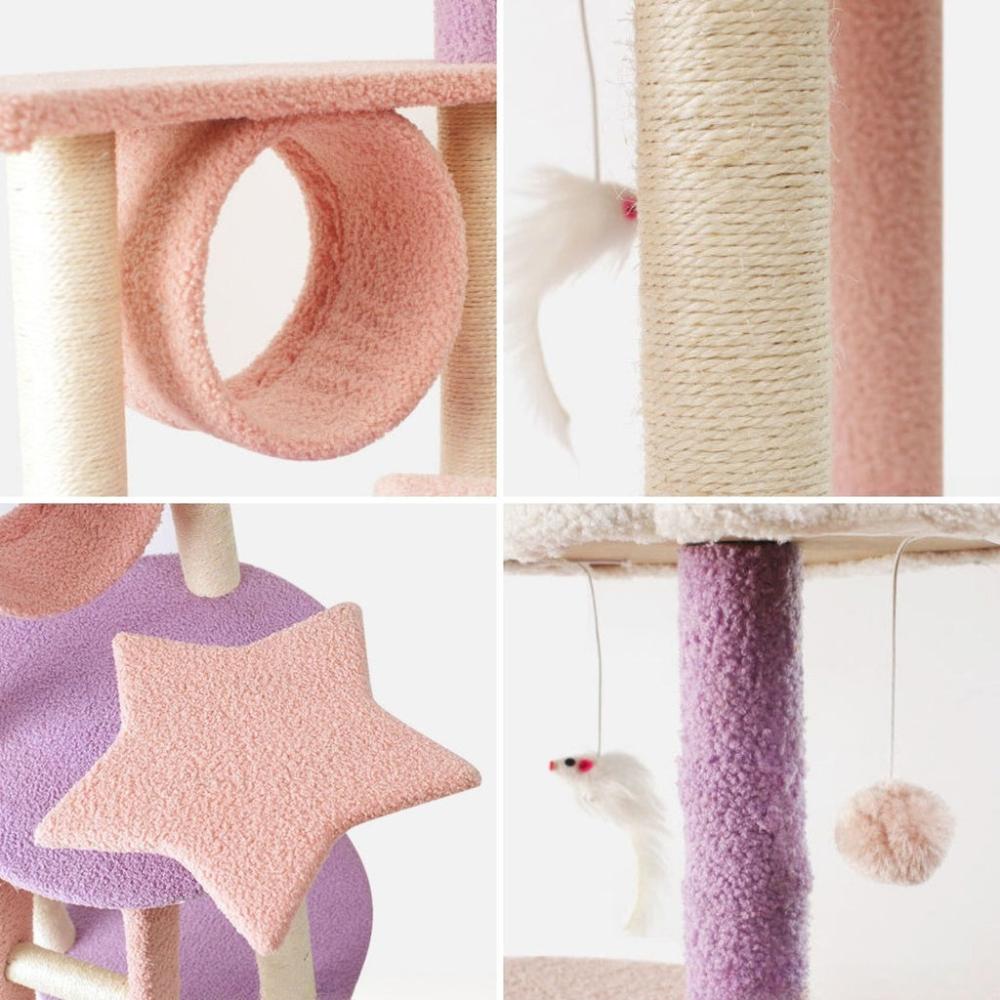 Galaxy Plush Cat Condo Cat Tree - Pink Purple