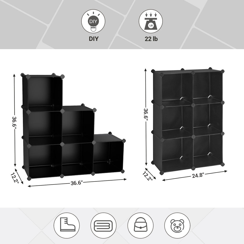 6 Cube Storage Organizer and Storage - Black