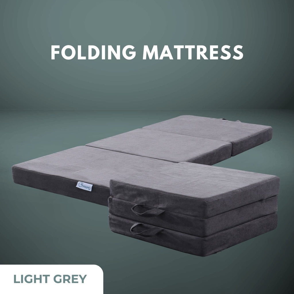 3-Fold Folding Single Mattress - Light Grey