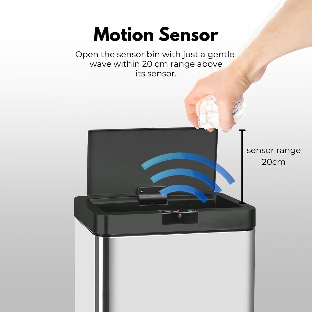 Wide Black Square Sensor Bin - 50L