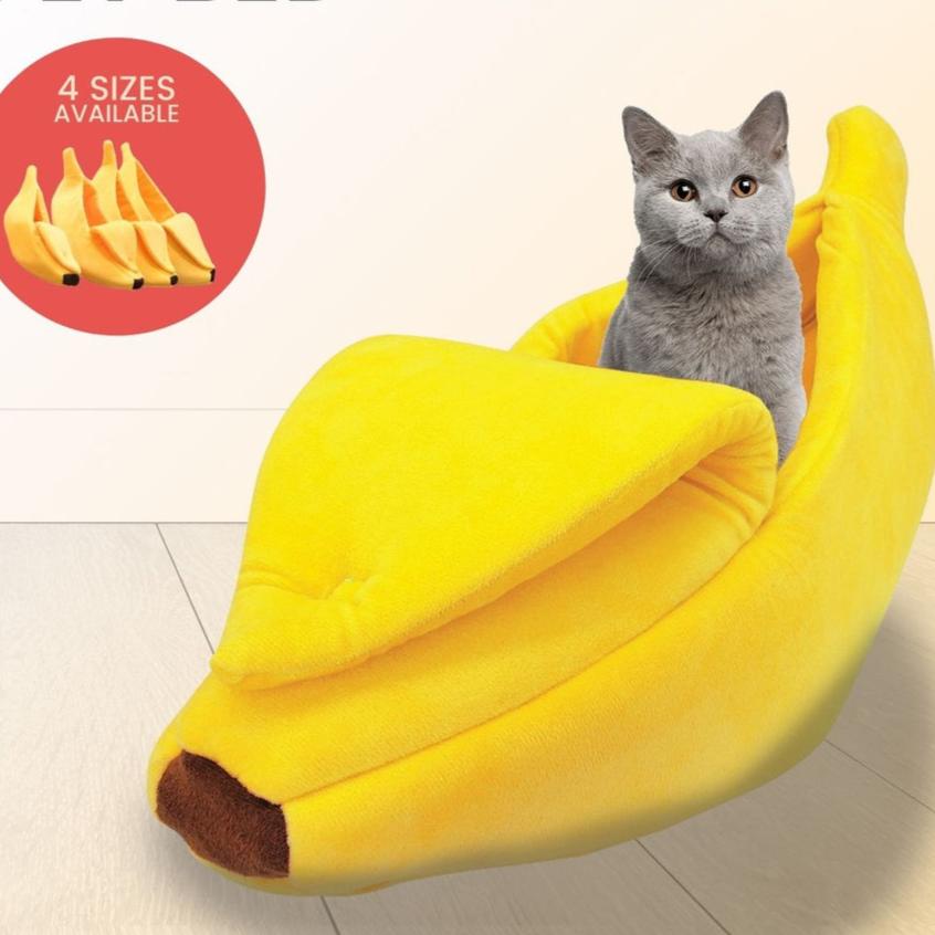 Soft Plush Banana Pet Bed Medium (Yellow)