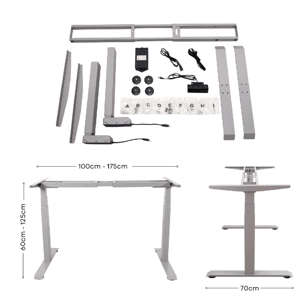 Adjustable Two Leg Stand Desk Riser Frame Only (Grey)