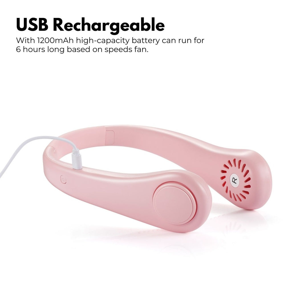 Rechargeable Neck Fan (Pink)