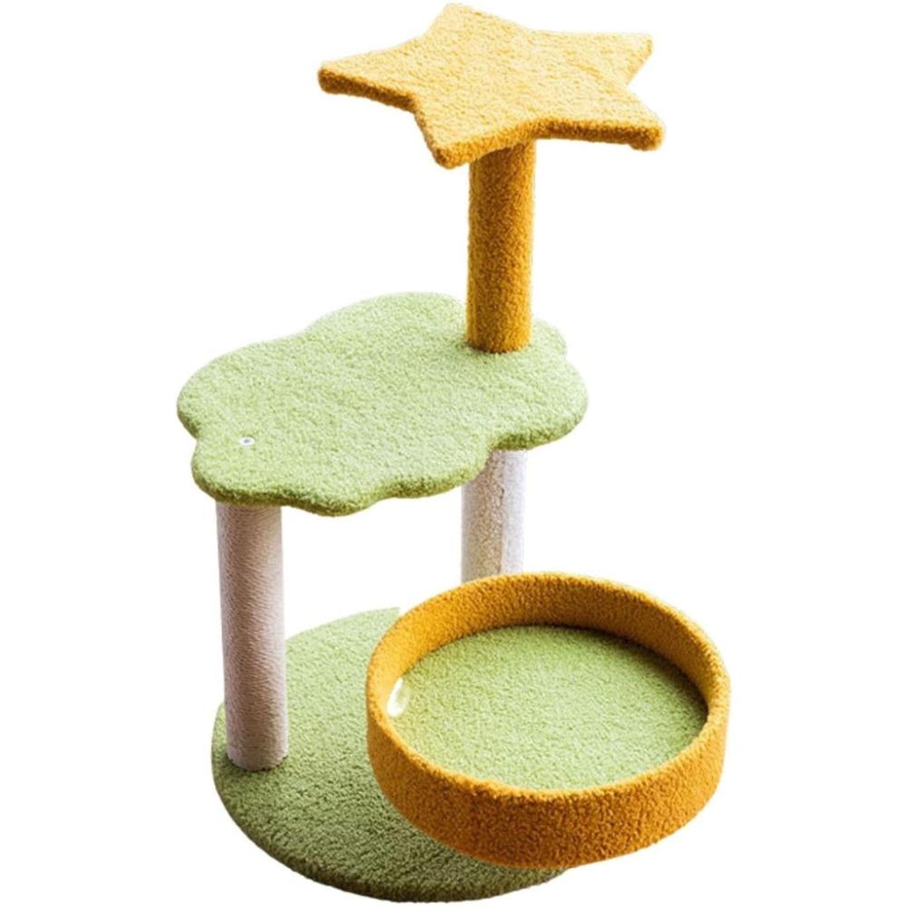 Galaxy Plush Scratching Post Cat Tree Yellow Green - 75cms