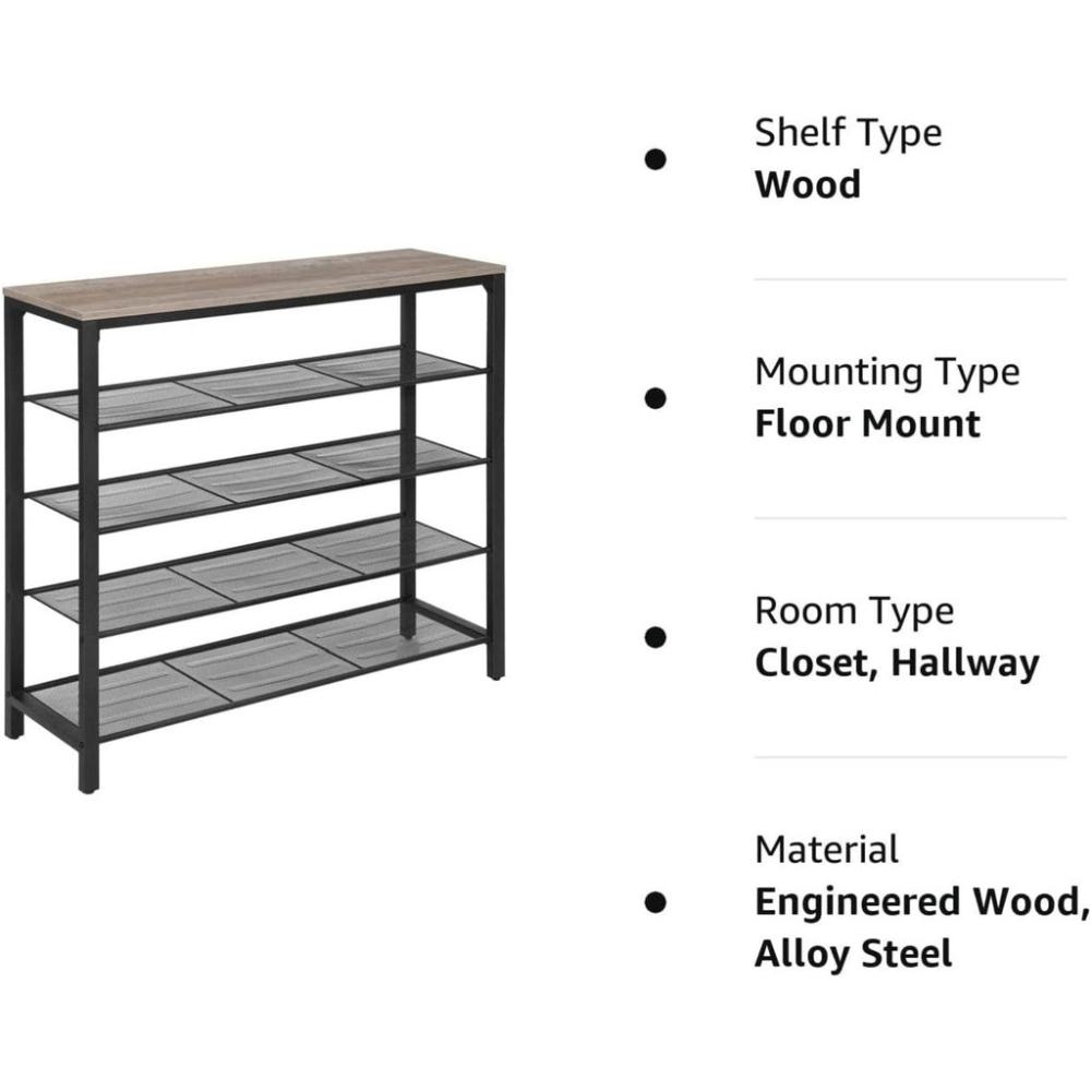 Shoe Rack Organizer with 4 Mesh Shelves