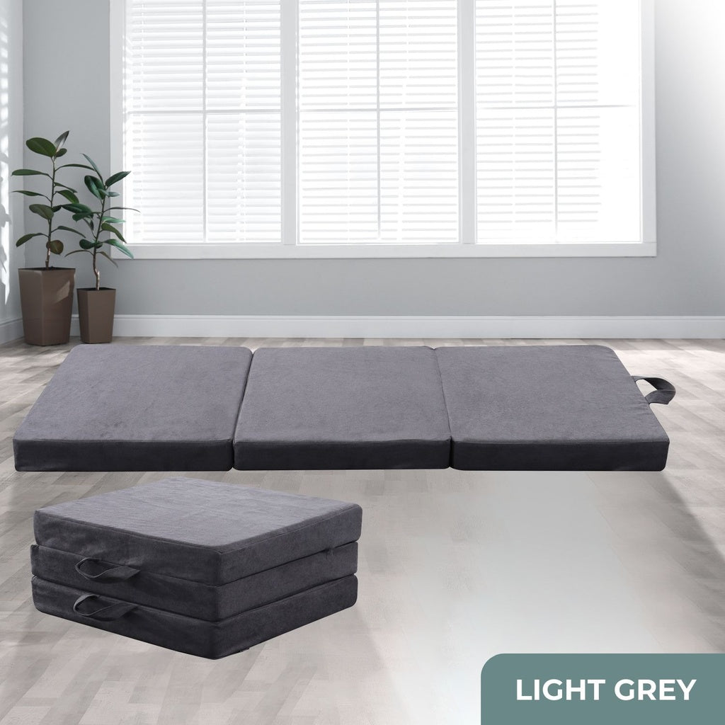 3-Fold Folding Single Mattress - Light Grey