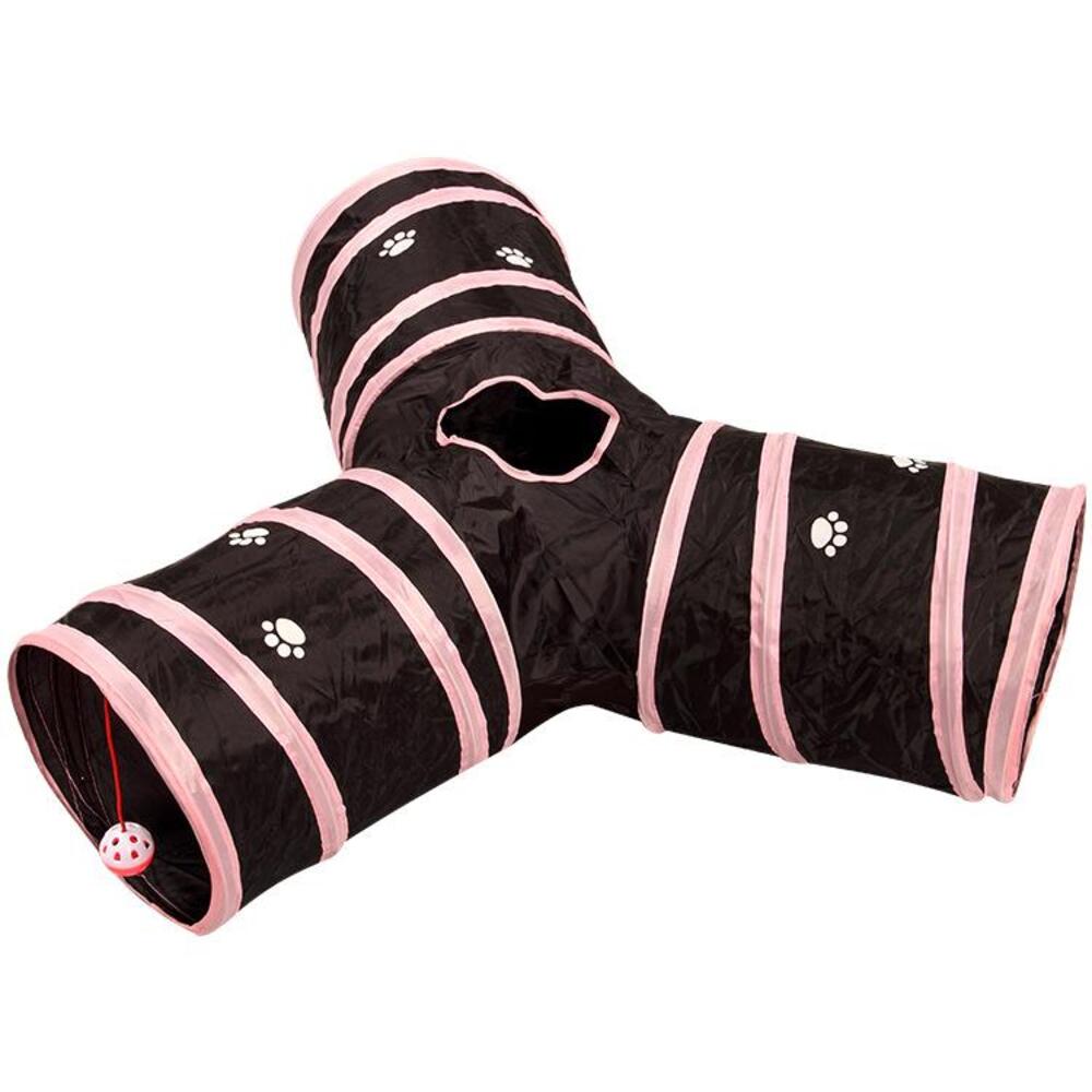 3 Spacious Way 4 Holes Cat Tunnel (Pink)