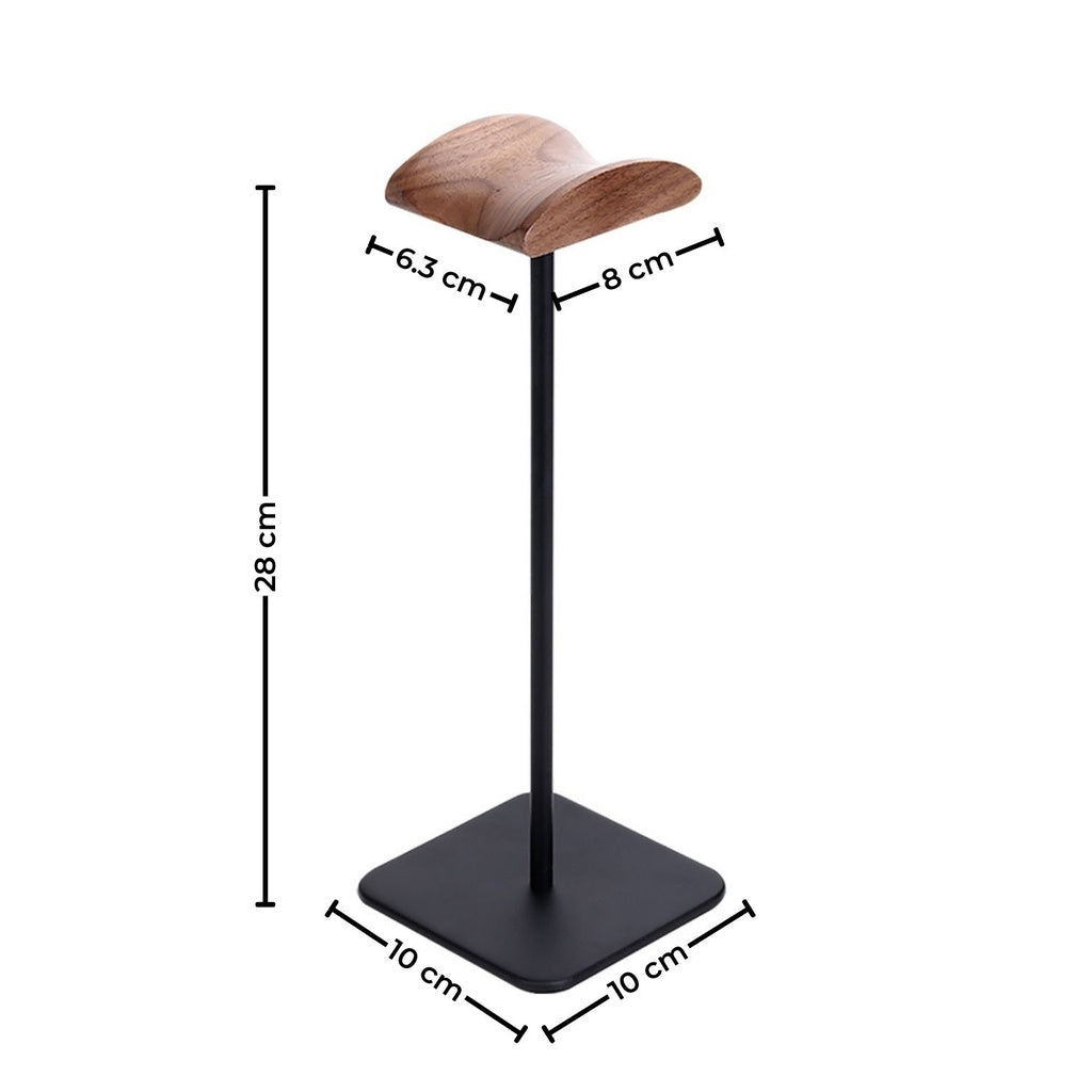 Walnut Wood & Aluminum Headset Stand (Black)