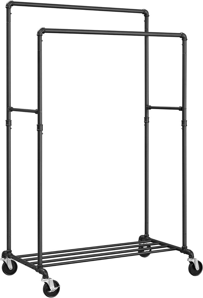 Industrial Pipe Clothes Hanging Rack Organizer - Black